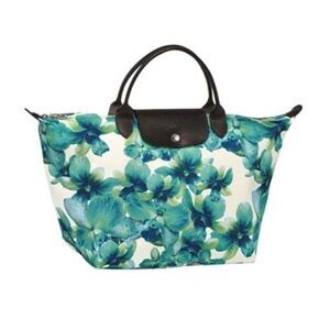 Longchamp Floral Tote Bag - Blue and Green